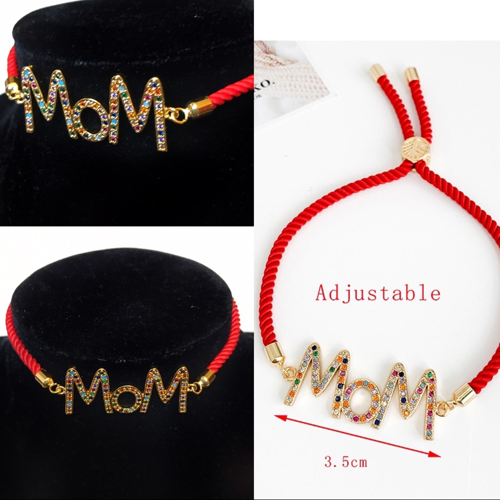 Charming Red “Mom” Rope Adjustable Bracelet